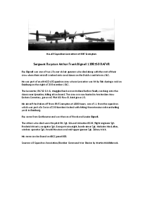 A preview of a PDF biography for Bignell, Royston Arthur Frank